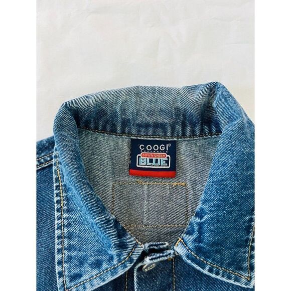 Coogi Down Under Womens Jean Jacket Blue Denim Fringe Hem Button Up Long Sleeve - Picture 2 of 10